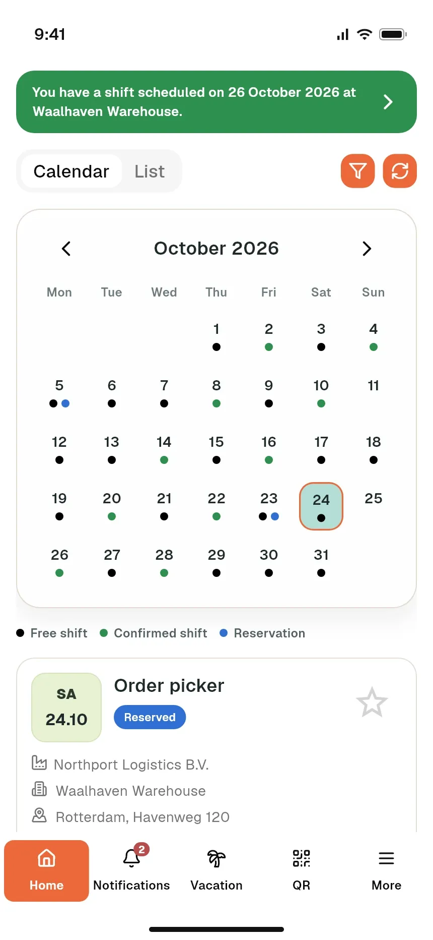 Mobile app for workers