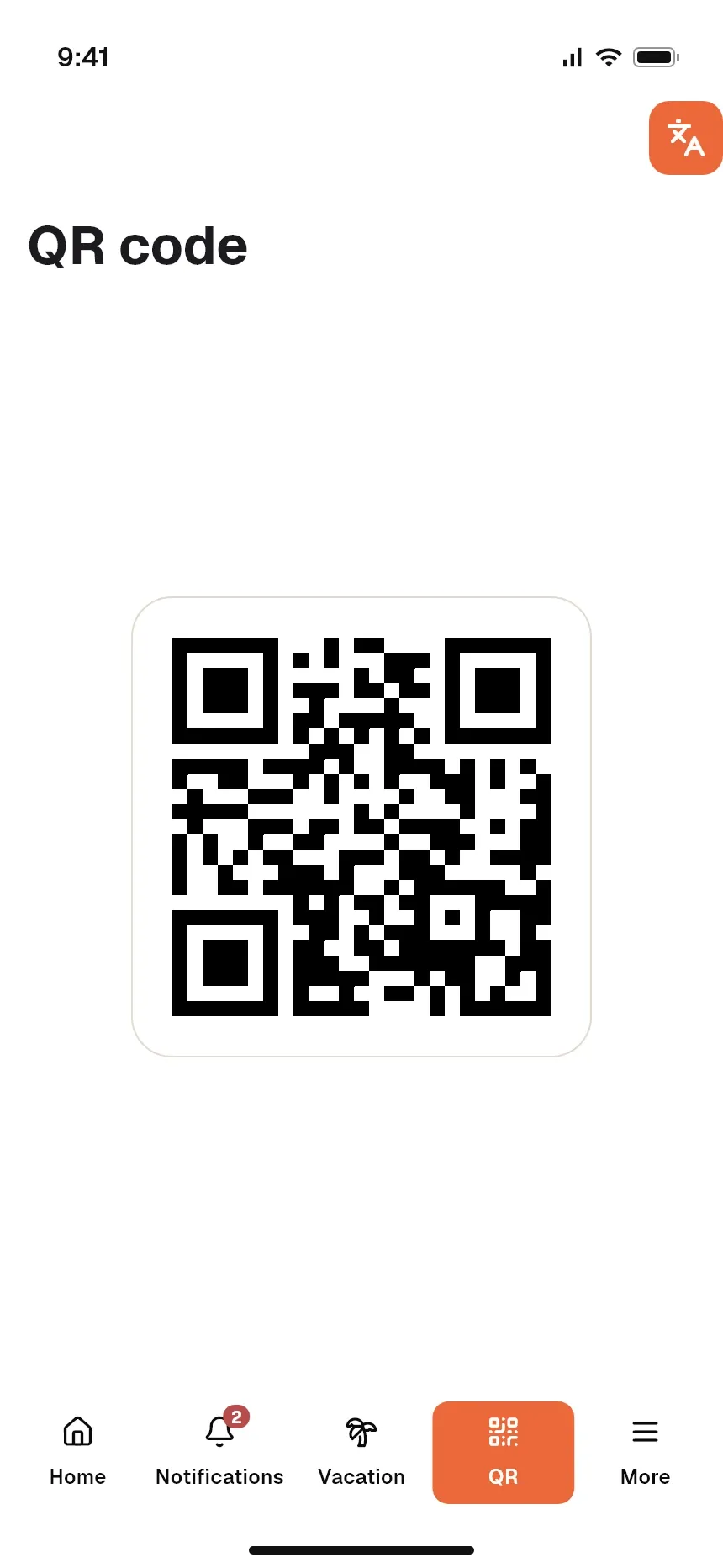 The worker’s personal QR code in the app
