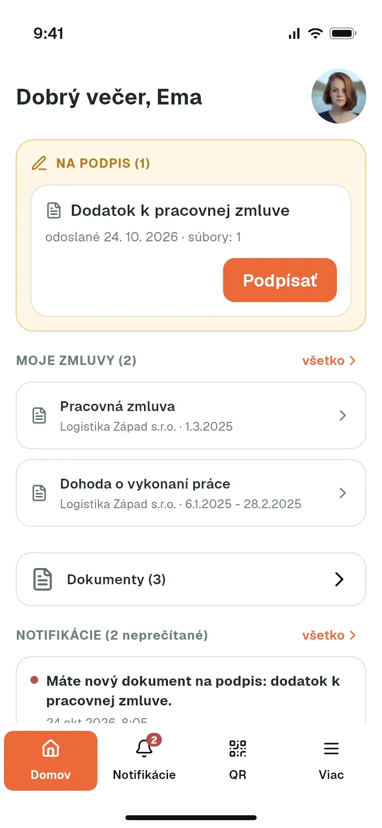 Dokumenty zamestnanca v mobilnej aplikácii