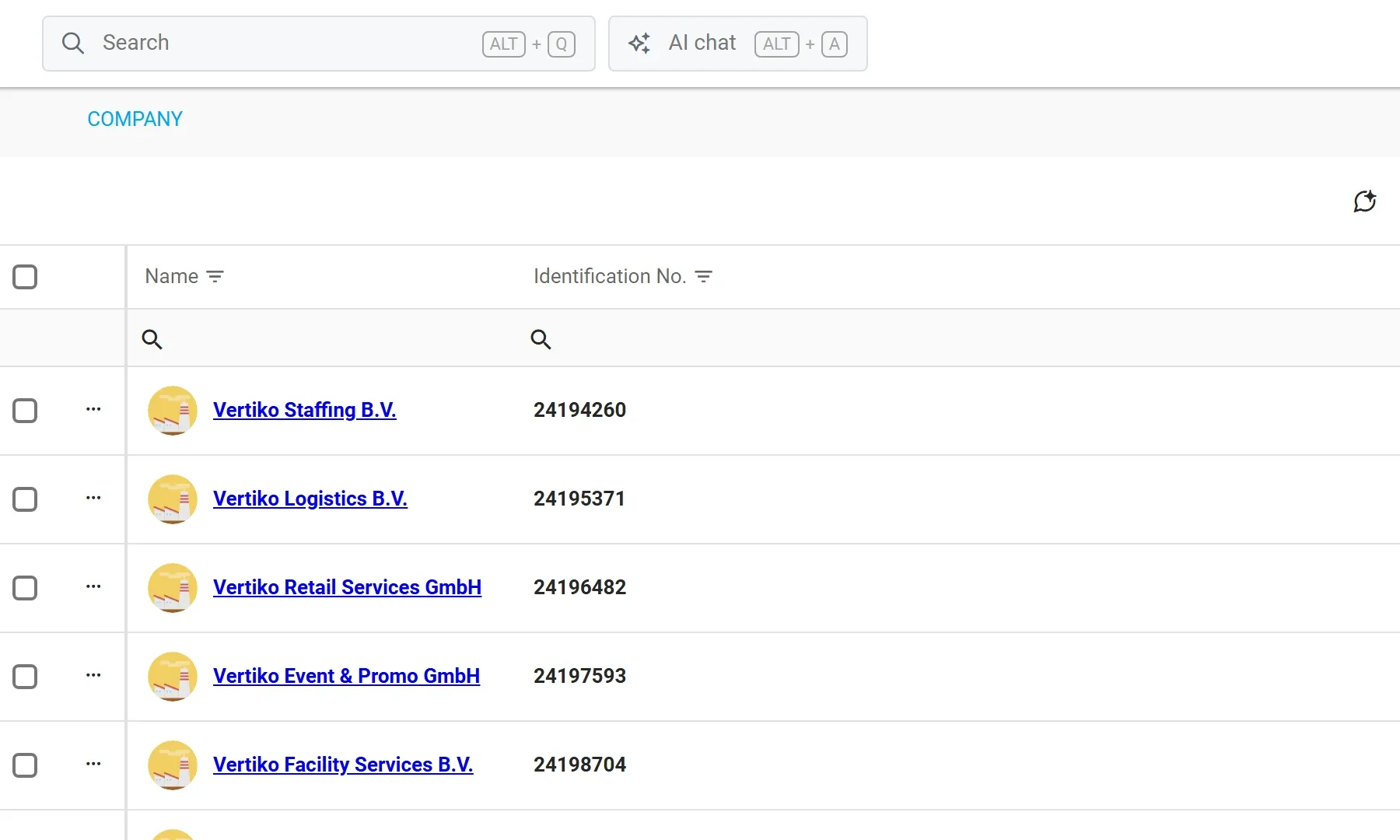 Companies managed in one Stafio